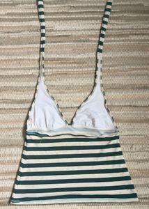 Green &amp; White Striped Halter Top
