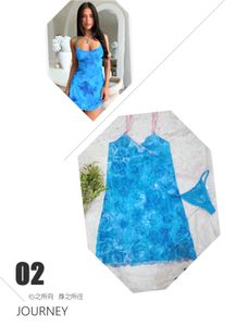 Blue Floral Nighty & Panty Set