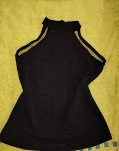 Chic Black Mesh Halter Top