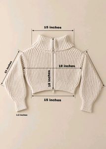 CREAM CROPPED ZIP-UP KNIT SWEATER