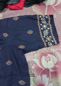Navy Blue Embroidered Blouse