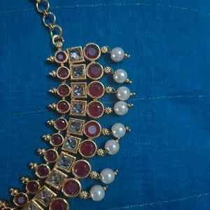 Gold plated Ruby Kundan Set