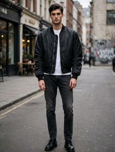 Korean Cropped Black Bomber Jacket | Unisex|