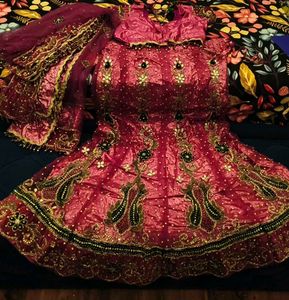 Pink Embroidered Lehenga Choli Set