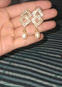 Dazzling Geometric Pearl Drop Earrings
