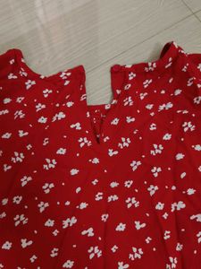 Red Floral Print Top