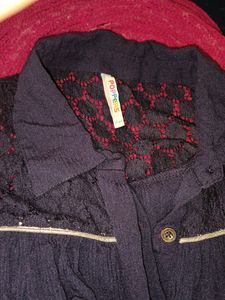 Navy Blue Cold Shoulder Top
