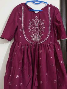 Maroon Printed Kurta