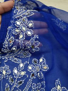 Royal Blue Embroidered Kurta with inner lining