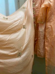 Peach Embroidered Kurta Set with dupatta