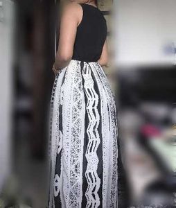 Long Black N White Trendy Western Dress