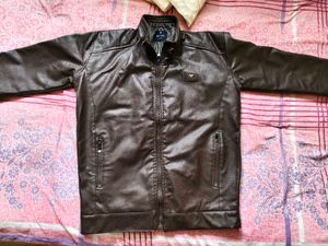 Men's Brown Faux Leather Jacket