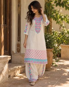 White farshi type Kurta Set with Embroid