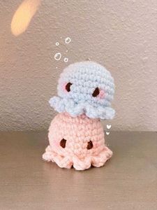 Crocheted Pink Octopus Keychain