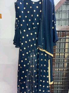 Elegant Navy Blue Kurta Set naira style