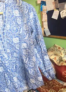 Blue Floral Print Kurta