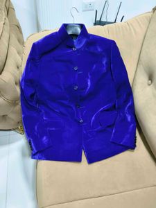 Blue Velvet blazer indowestern