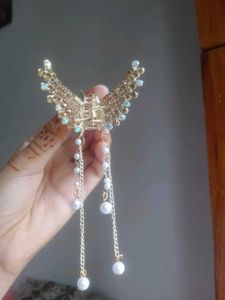 Elegant Pearl & Crystal Hair Claw Clip