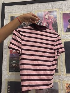 Striped Collared Crop Top