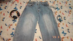 Barrel Fit Blue Denim Jeans