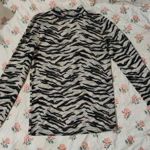 Chic &amp; Wild: Zebra Print Mesh Top
