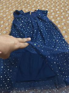 Sparkly Star Navy Dress in Net fabric