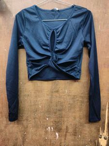 Shein Full Sleeves Twisted Front Cut-Out Fitted To