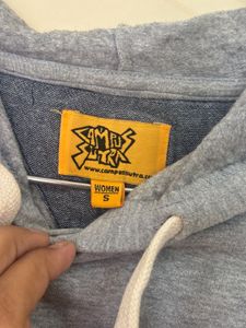 Campus Sutra Grey Cropped Hoodie