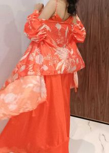 Stylish Orange Indo western set