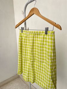 Green &amp; White Checked Wrap Around Skirt