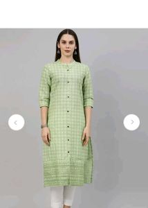 marcia Green Printed Kurta with Button Detail