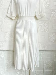 Imported White Pleated Midi Dress