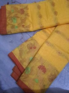 new puja saree red cotton blouse fees free yellow