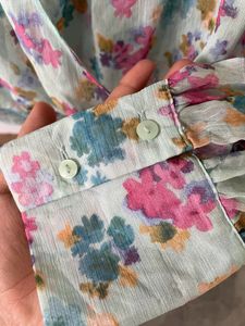 Floral Print Wrap Blouse