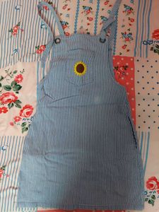 Cute Blue Striped Pinafore Dress