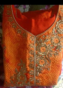 Elegant Embroidered Orange Kurta