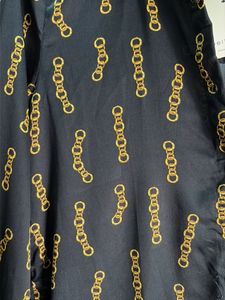 Chic Black Chain Print Button-Up Shirt