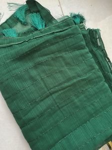 Elegant Emerald Green saree with Tassels and blous