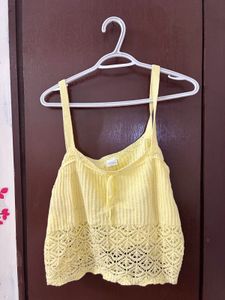 Crocheted Lace Trim Cami Top and Skirt set