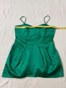 H&amp;M Emerald Green Satin Strappy Top