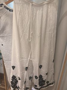 Old Marigold Black &amp; White Embroidered Cotton Kurt