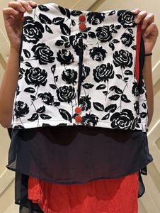 Chic Rose Print Layered Top