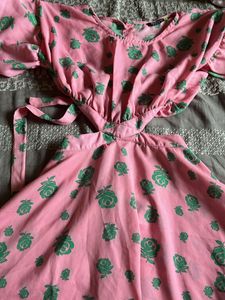 Pink Floral Cutout Mini Dress