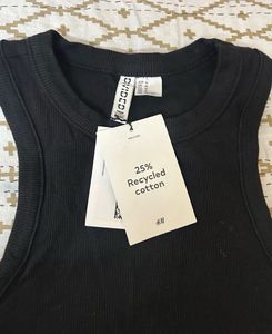 H&amp;M Divided Black Recycled Cotton Tank Top