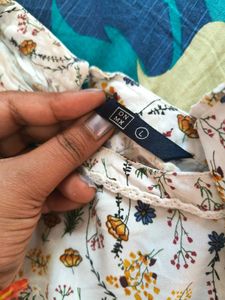 Boho Floral Print Peasant Top