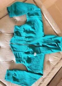 WINTER WEAR Green Textured Cropped Hoodie only