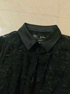 Chic Black Lace Button-Up Shirt