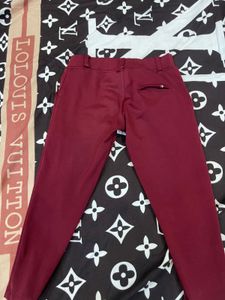 Maroon Slim Fit Casual Pants