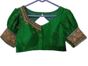 Embellished Green Silk Blouse