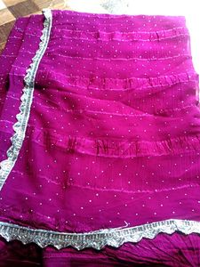 Purple Saree with Silver Border blouse size 44